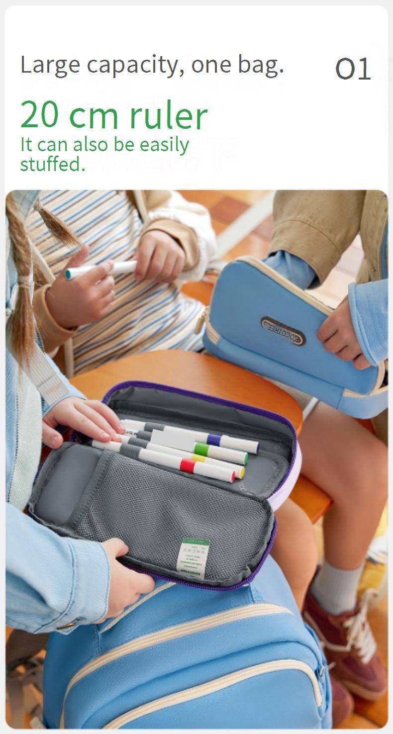 Kids' Pencil Case – Large Capacity School Organizer With Anti-Bacterial & Water-Resistant Options (Light Breeze Blue/Frosty Milk/Deep Blue/Purple))_voghion.com