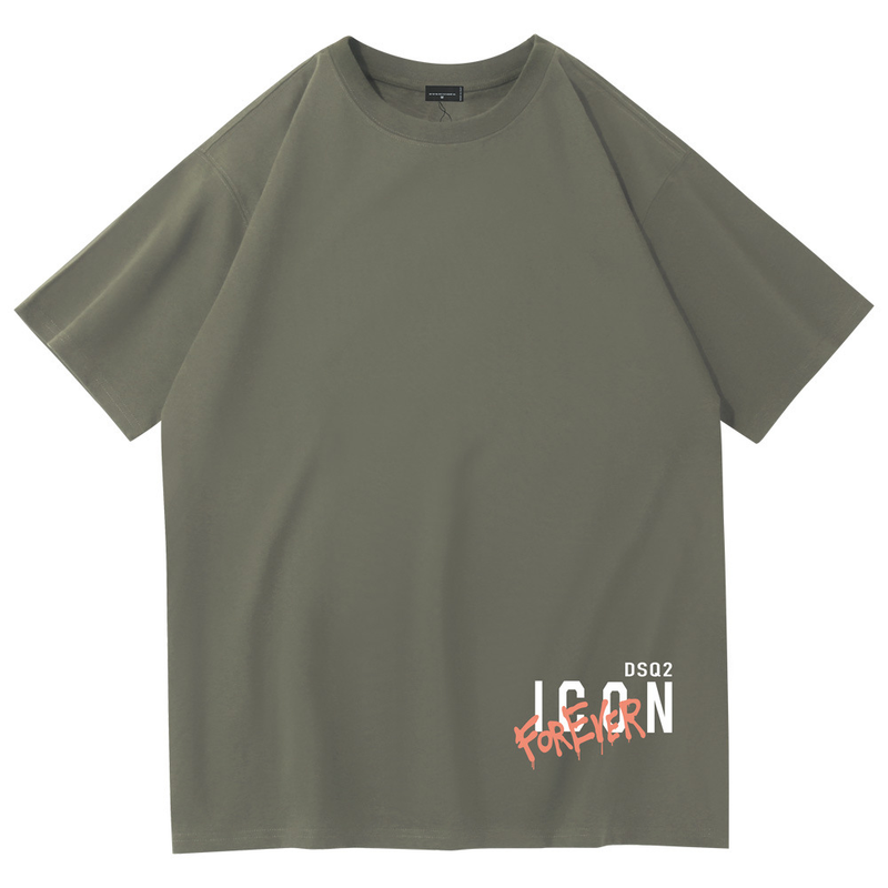 2023 Camiseta masculina solta ICON estampado carta casal verão moda algodão puro moda diária_voghion.com