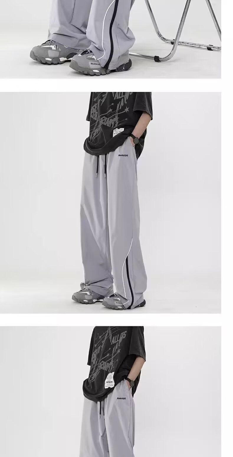 Charge for men in summer, thin and cool, trendy brand, loose casual p, American high arcade style, wide leg sports_voghion.com