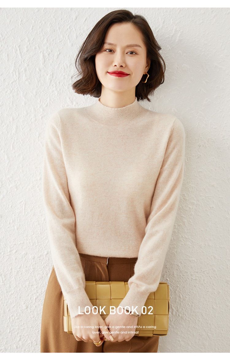 Damen-Strickpullover, langärmelig, halbhoher Ausschnitt, lässig, lockere Passform, Oberteil aus Cordmischung für alle Jahreszeiten_voghion.com