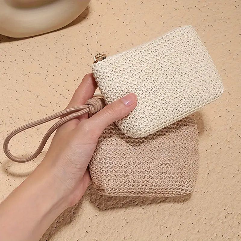 Straw Change Bag, Women's Woven Bag, Mini Clutch Bag, Cosmetic Storage Bag, Small Bag._voghion.com