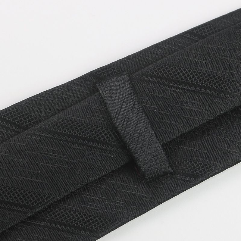 Black Patterned For Men Business Gentleman Shirt Professional Formal High-end Jacquard 8cm Striped Hand-tied Tie_voghion.com