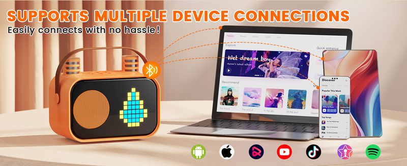 Mini Hine Kids, Portable Bluetooth Karaoke Speaker Unpowered Cabinets With 2 Wireless Microphones For Party_voghion.com