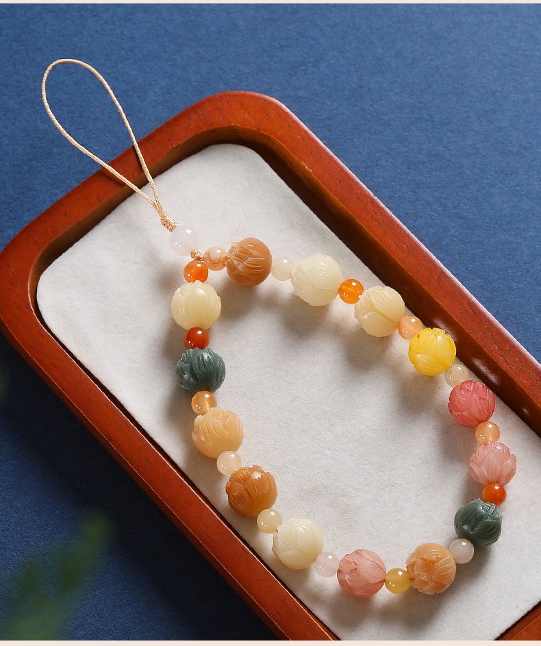 Bodhi Geldblumenkette für Frauen, exquisites und süßes Anti-Verlust-Pedant für das Handgelenk, Seil zum Aufhängen von Telefonhüllen, kleines Pedant für_voghion.com