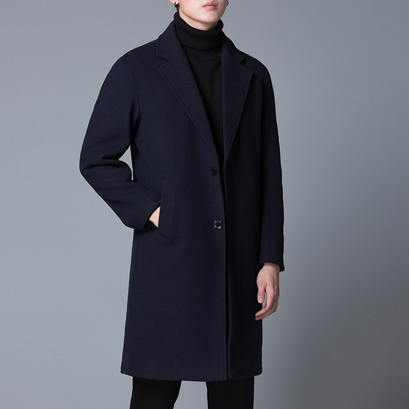 CT Men's Wool Winter New Korean Style Casual Mid-Length Thick Versatile Blazer Trench Coat_voghion.com