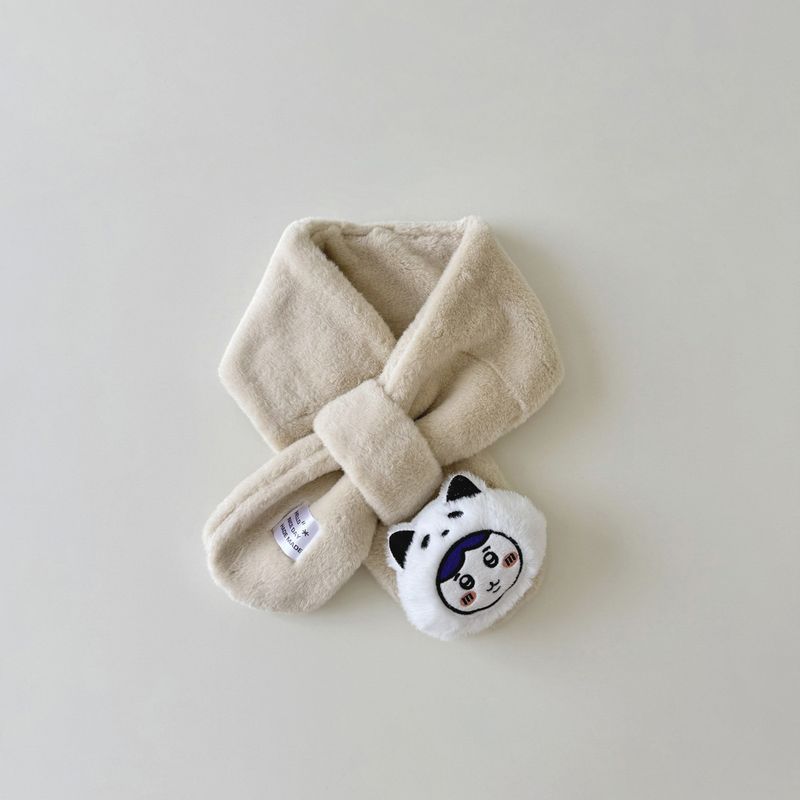 Sciarpa e guanti per bambini due pezzi antivento caldo croce bavaglino peluche per neonati_voghion.com