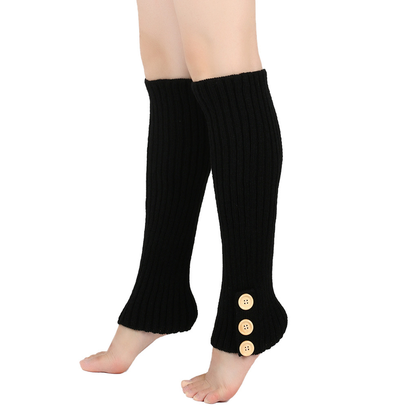Autumn Winter Warm Knitted Button Long Boot Covers European American Style Slouch Foot Leg Warmers JK Socks_voghion.com