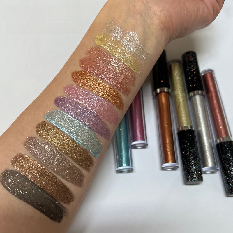 Heiße Produkte HANDAIYAN 12-Farben-Diamant-Lidschatten mit psychedelischem Perlglanz und glänzendem Seidenraupen-Träne-Make-up-Lidschatten-Flüssigkeit_voghion.com