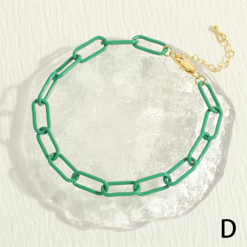 New Colorful Bohemian Style Spray Paint Copper Anklet Simple Creative Gold Plated Beach Trendy Foot Jewelry_voghion.com