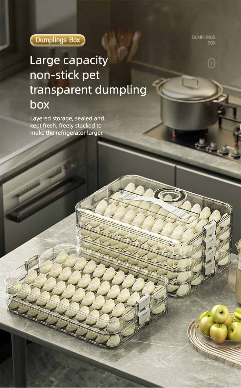 Dumpling Storage Freezer Kitchen Food Grade Timer Quick-Frozen Dumplings Wonton Refrigerator Sealed Fresh-Keeping Box_voghion.com