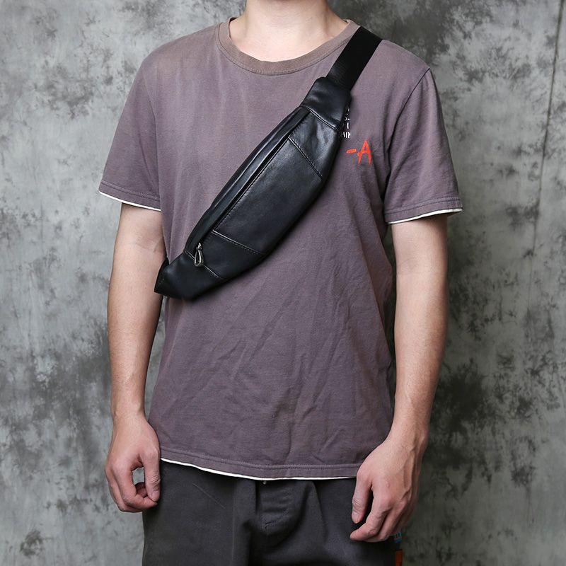 Multifunktionale dünne Brusttasche aus Rindsleder der ersten Schicht für den Außenbereich für Herren_voghion.com