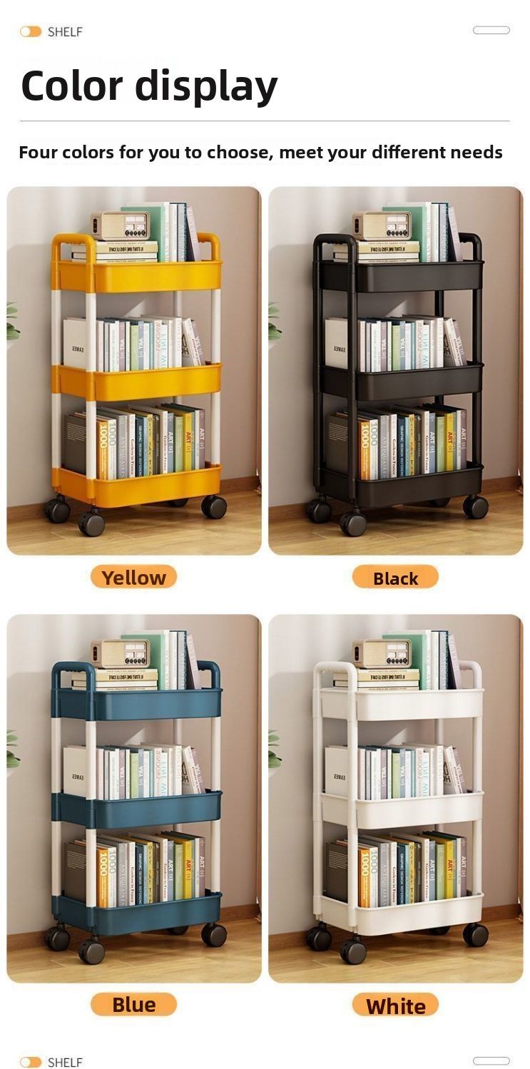 Kitchen Bedside Snack Bathroom Bedroom Multi-layer Mobile Floor-standing Small Trolley Storage Rack_voghion.com