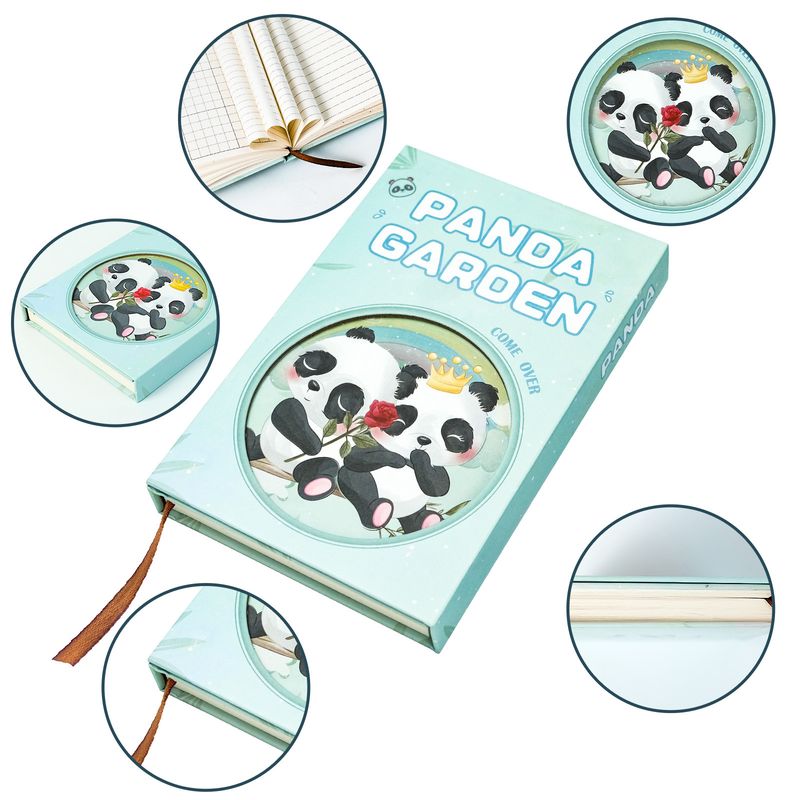 Education & Office Supplies Cute Cute Pet Series Flower Panda Cover Triple Folding Notebook Student Classroom Record Book_voghion.com