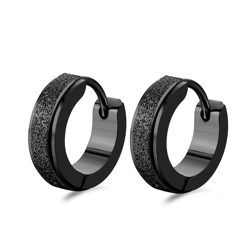 Fibbie per orecchie satinate in acciaio inossidabile sabbia pressata lucida colore argento dorato orecchini punk neri gioielli per feste regalo di compleanno_voghion.com