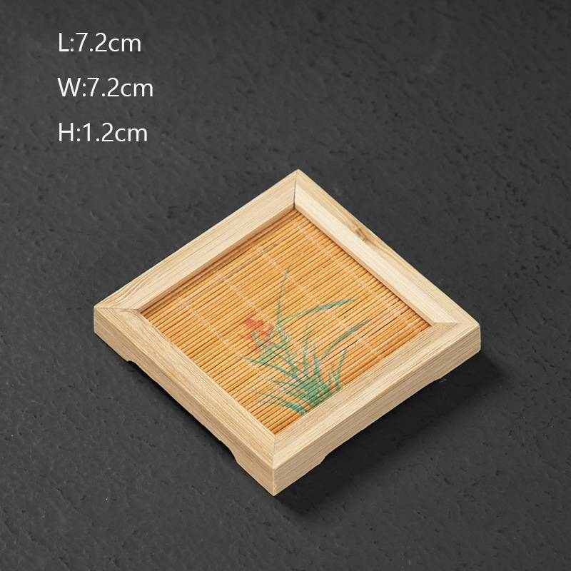 Coasters 1PC Kung Fu Tea Ceremony Bamboo Thermal Insulation Round Wooden Coasters Mosaic Coasters_voghion.com