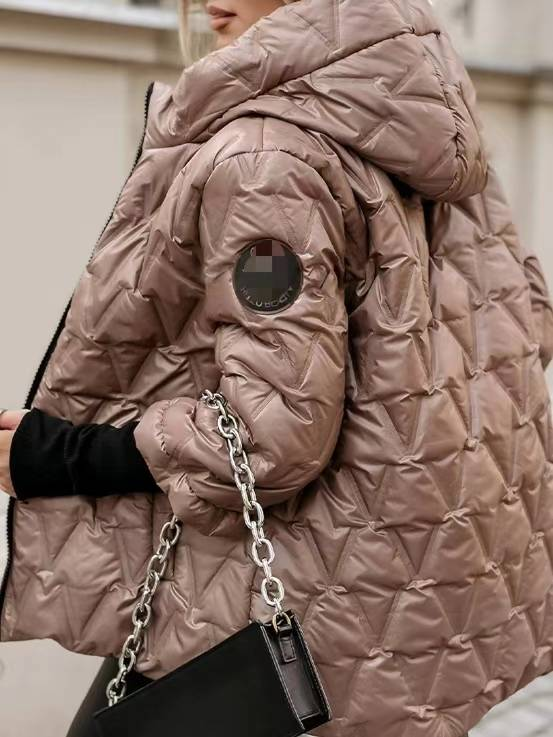 yeni moda kapşonlu şık gevşek uzun kollu patchwork pamuklu ceket ceket kadın_voghion.com
