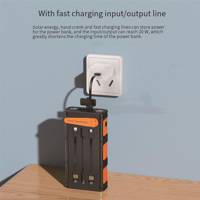 Power Bank Nowy Solarny Power Bank z korbką ręczną 30000 mAh Power Bank Przewodowy Zewnętrzny Kemping PD20w Szybkie ładowanie_voghion.com