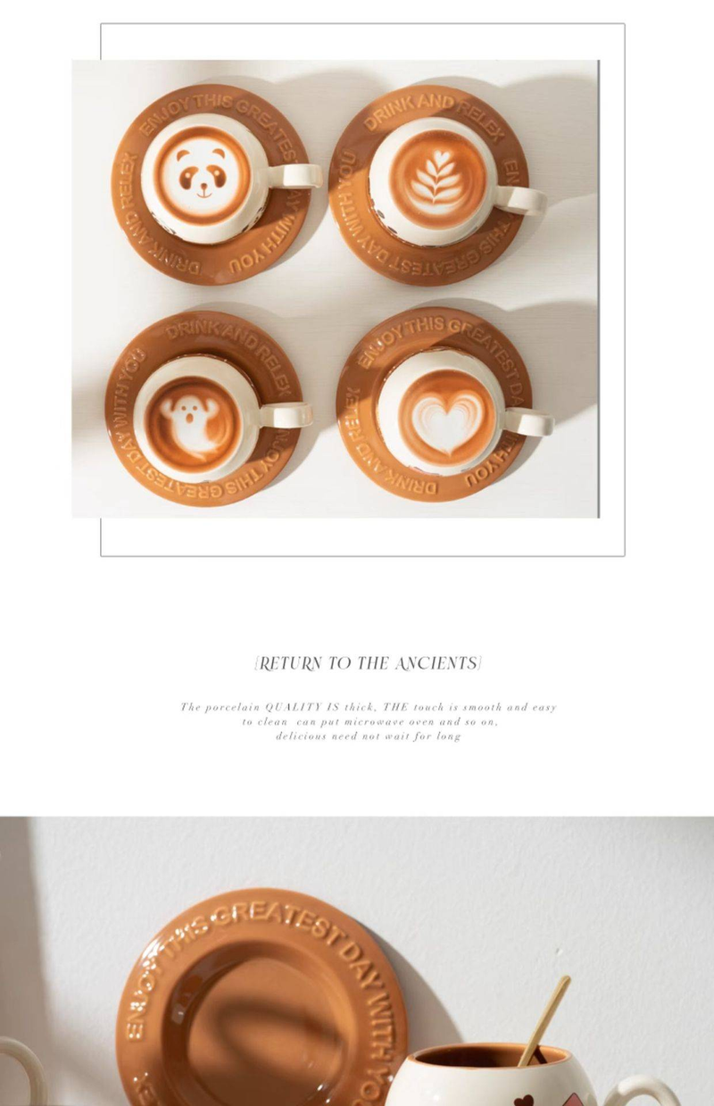 Tazza con fondo estraibile, tazza con fiore, regalo creativo per coppia, casa, con cucchiaio, latte, carino panda in ceramica, set di tazze da caffè e piattino_voghion.com