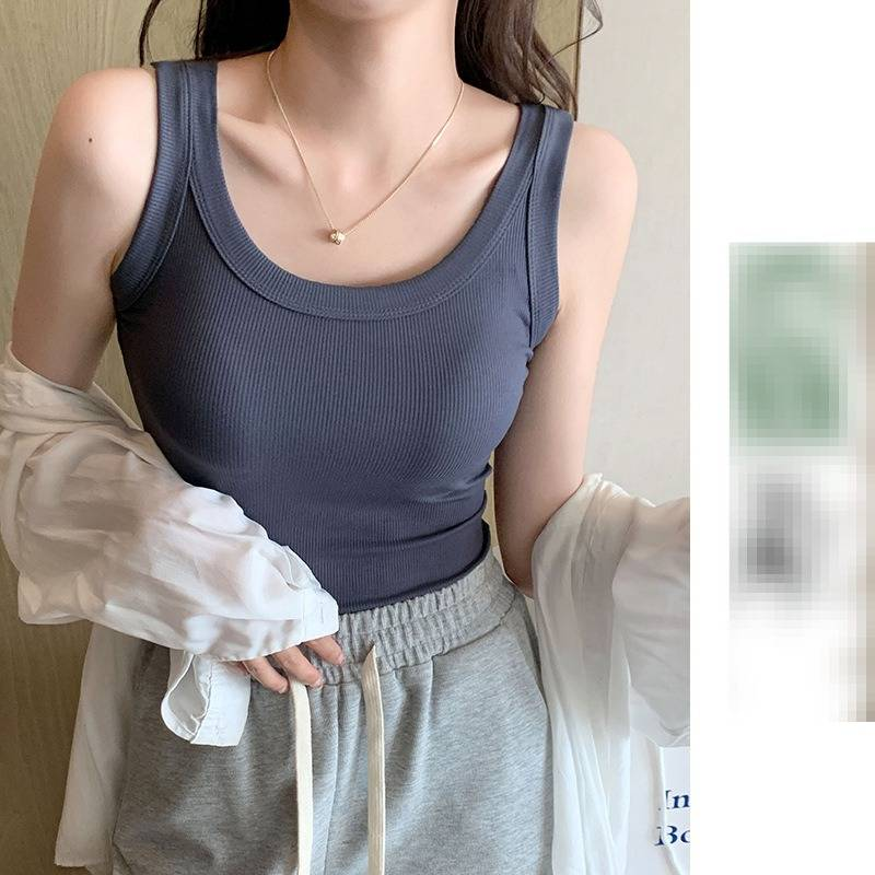 Regata feminina canelada com corte slim - Camisola elástica para usar em camadas, usar no verão e ter uma cobertura elegante_voghion.com