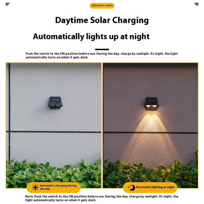 Solar-Wandleuchten für den Außenbereich, wasserdicht, dekorative Gartenbeleuchtung, LED-Solar-Wandlampe für Terrasse, Balkon, Villa, Weg (weißes/warmes Licht)_voghion.com