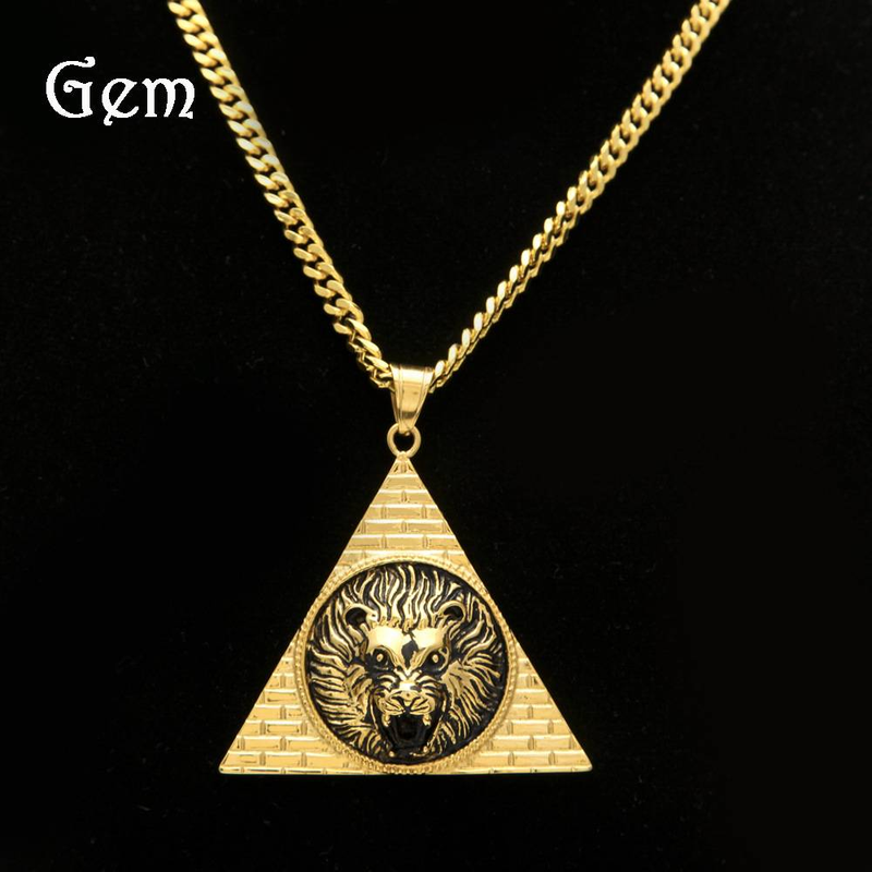 Sieraden voor mannen en vrouwen - Leeuwenkop hanger van roestvrij staal, hiphop ketting, vergulde Cubaanse ketting, retro unisex modeaccessoire_voghion.com