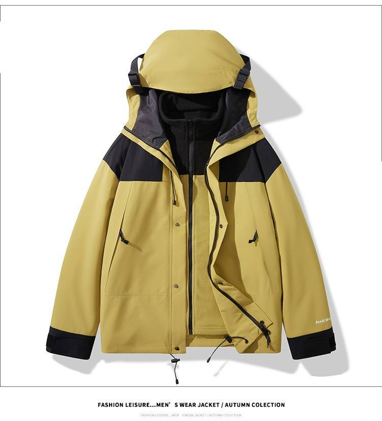 3-in-1-Wasserdichte Jacke mit individuellem Logo – Unisex-Wander-Windjacke (Weiß/Schwarz/Khaki/Braun/Blau/Pink, S-4XL)_voghion.com
