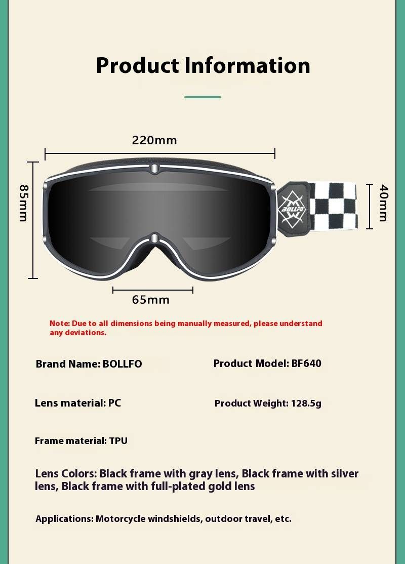 Retro Harley-Style Goggles – Motorcycle Cycling Unisex Windproof Glasses With Interchangeable Lenses (Black/White Frame, Smoke/Silver/Mirror Lenses)_voghion.com