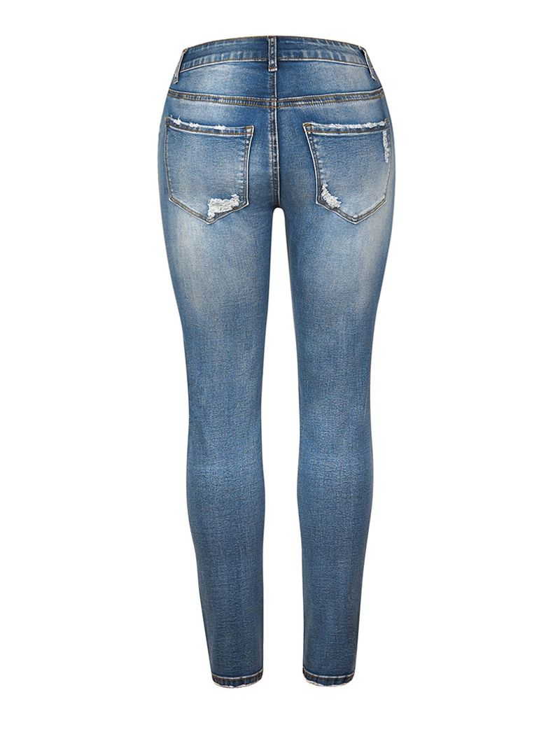 Schmale, zerrissene Jeanshose mit hohem Stretchanteil für Damen_voghion.com