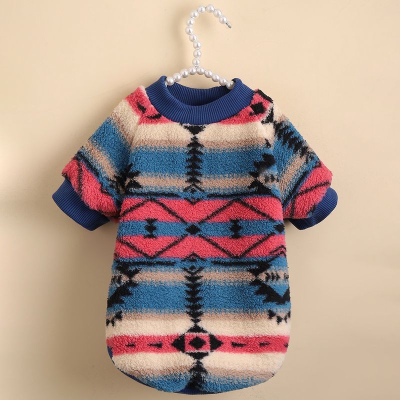 Dog clothes autumn and winter ins style cat clothes cute striped plush sweater cross-border supply pet clothes_voghion.com