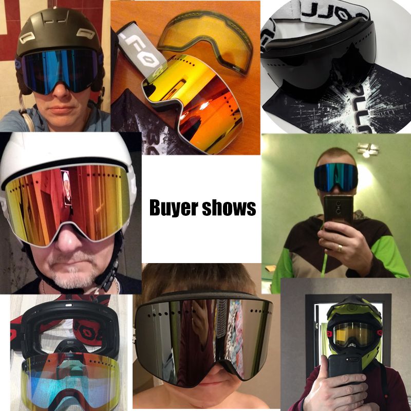 Skibril met magnetische dubbellaagse gepolariseerde lens Skiën Anti-condens UV400 Snowboardbril Heren Dames Skibril Brillenkoker_voghion.com