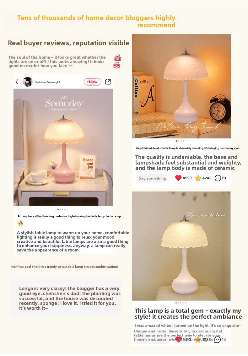 Lampada da comodino 2025 Nuova luce notturna romantica in stile crema per camera da letto principale moderna di lusso di fascia alta_voghion.com