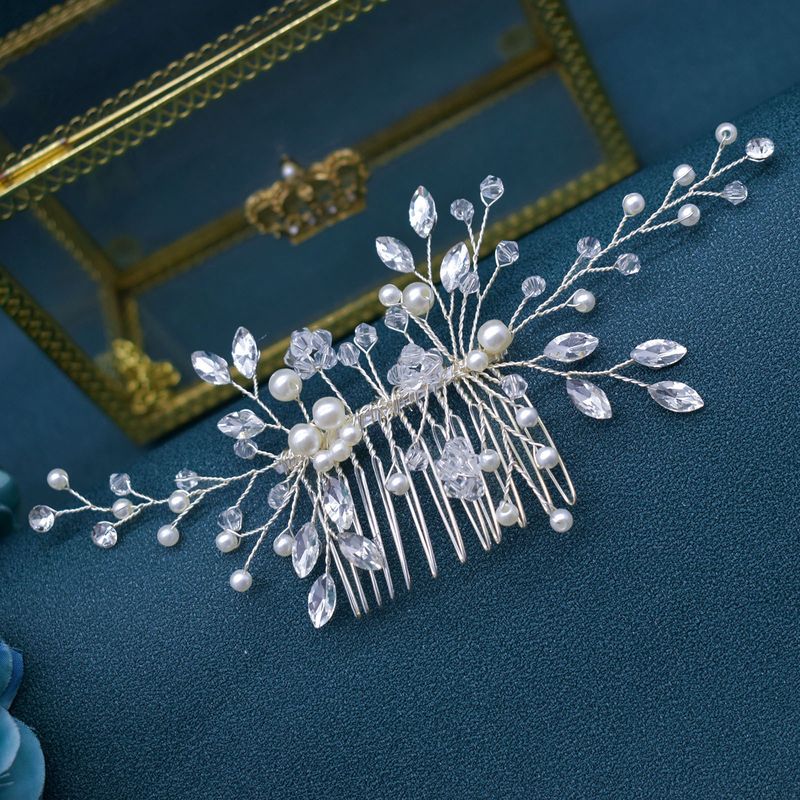 Gioielli da donna con pettine per capelli con strass e cristalli floreali, copricapo da sposa, accessori per capelli con perle per occasioni speciali_voghion.com