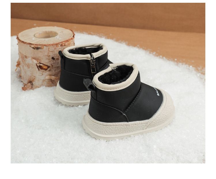 Stivali da neve invernali per bambini e bambine, in caldo cotone e pelle, foderati in pile, taglia 15-30, scarpe antiscivolo_voghion.com