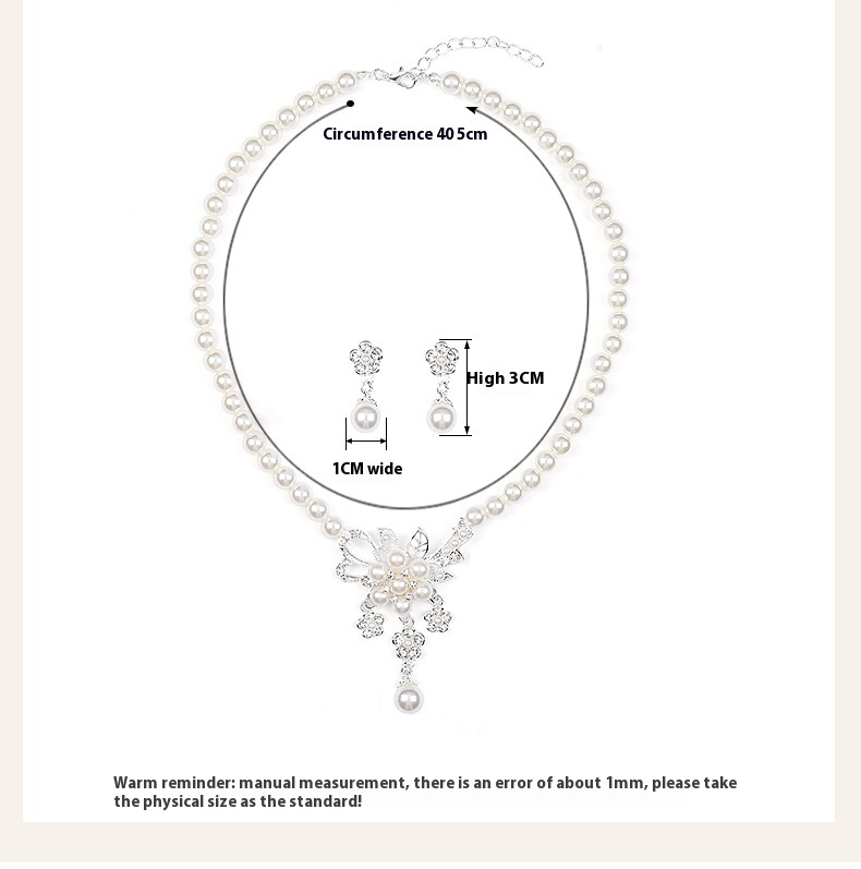 2022 Set di orecchini con collana di fiori di perle di nuova moda, galvanica in lega di gioielli da donna_voghion.com