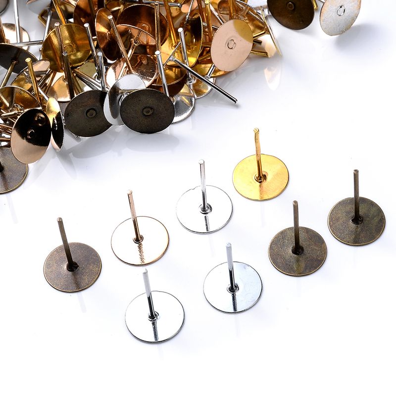 Base per orecchini a forma di garofano in acciaio inossidabile, bullone piatto rotondo per orecchini fai da te, 100 pezzi/suono_voghion.com