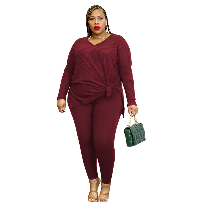 22505 Set nou din două piese, transparent, cu decolteu în V, lejer, casual, pentru femei, mărimi mari_voghion.com