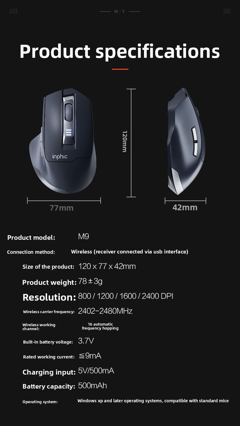 【High Quality】 Infick M9 Wireless Mouse Rechargeable Office And Home Use, Ergonomic Silent Design For Laptop_voghion.com