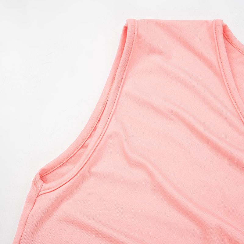 Q24TP352 Women's Summer New Item Solid Color Sleeveless Irregular Sexy Pleated T-shirt Top_voghion.com