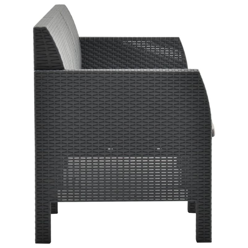 2 Piece Patio Lounge Set with Cushions PP Rattan Anthracite_voghion.com
