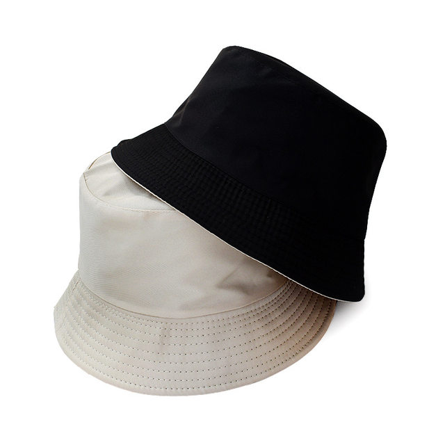 Unisex Hutt Schwaarz Einfarweg Duebelsäiteg Einfache Bob Hip Hop Eemerhut Männer Fraen Panama Beach Fëscherei Sonnekapp_voghion.com