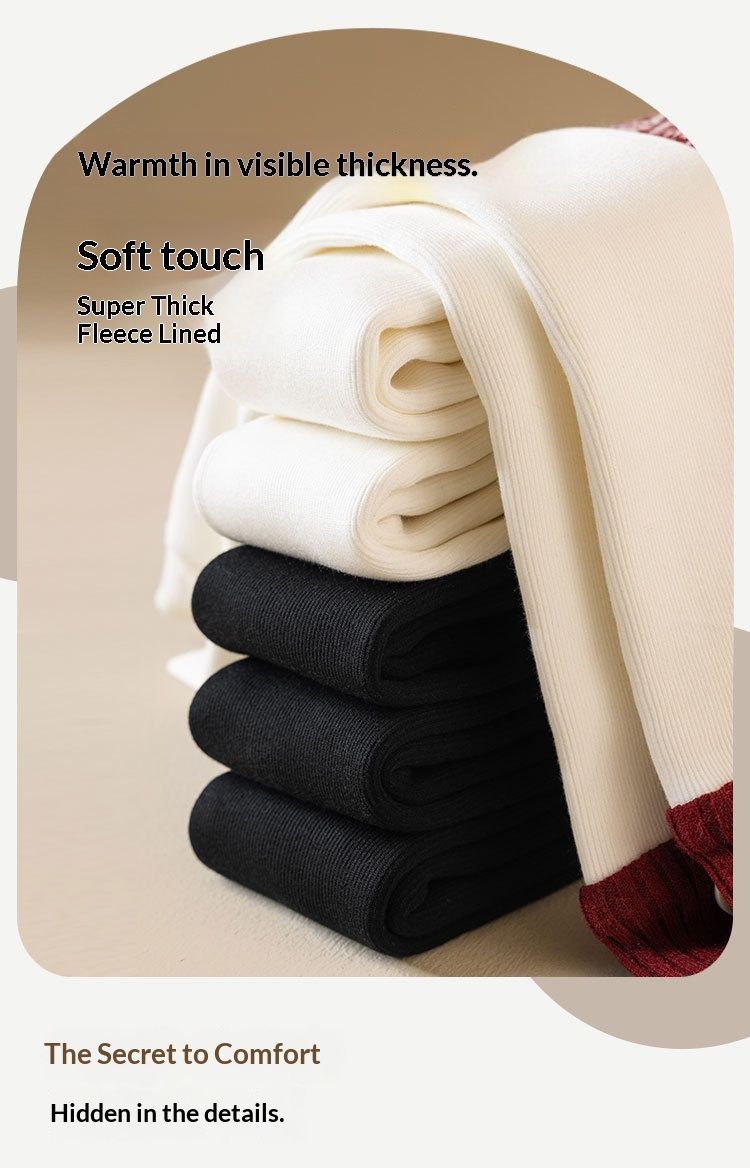 Voyage Fleece-Lined Thickened Leggings Autumn Winter Children's Patchwork Socks Dance Tights Baby Girls' Warm Pants_voghion.com