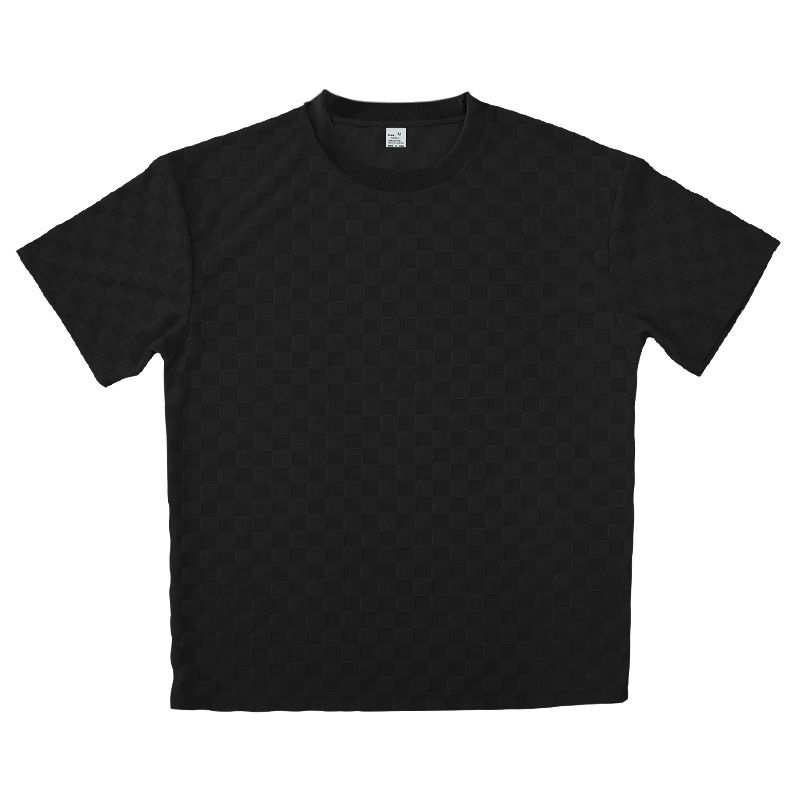 2024 Men's Summer New Jacquard Plaid Short Sleeved T-shirt Loose Oversized Straight Leg Casual Shorts Set_voghion.com
