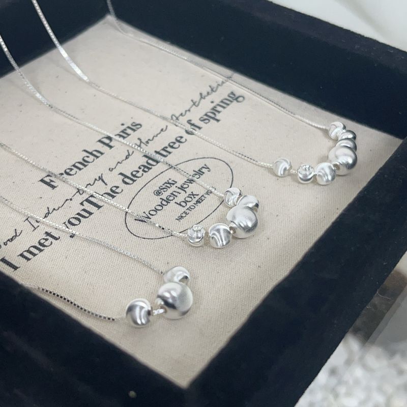 Collana con perline a forma di occhio di gatto in stile INS puro per donna, versione coreana, semplice, leggera, di lusso, in argento_voghion.com