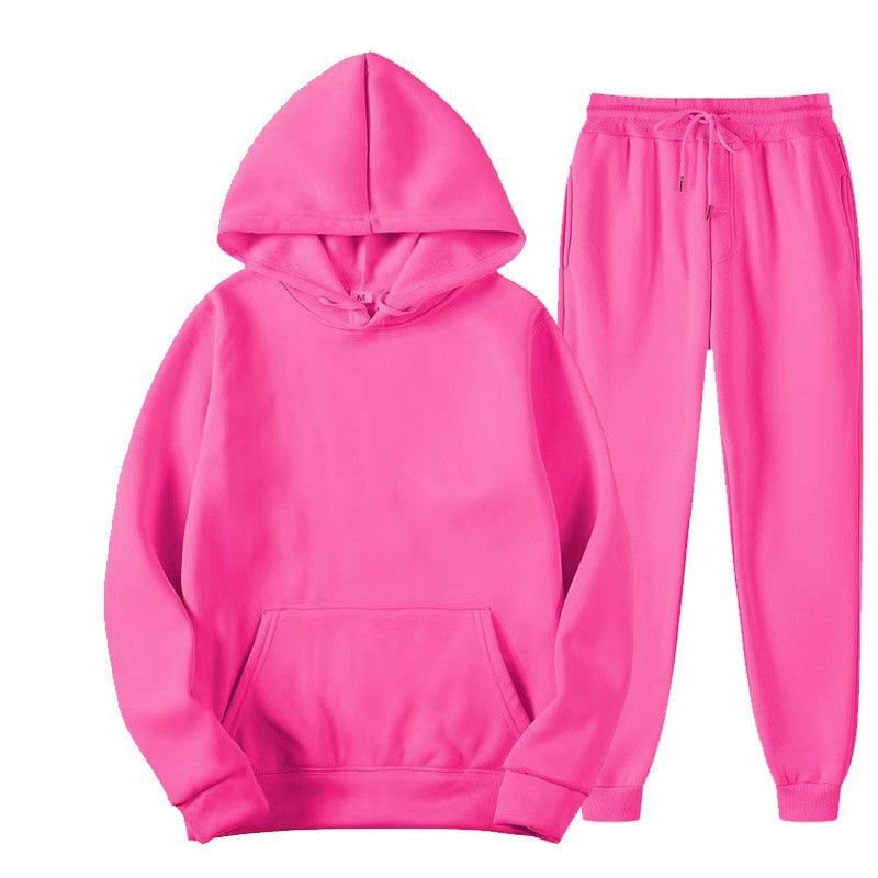 Pullover-Set aus grenzüberschreitendem Stoff in Übergröße, für Männer und Frauen gleich, einfarbiges Hip-Hop-Set aus lockerem Samt für Paare._voghion.com
