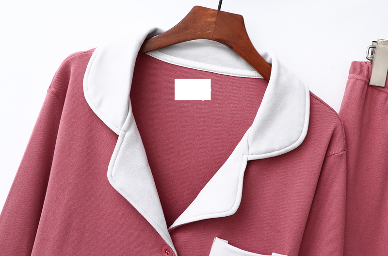 Roupas femininas Cartão térmico dupla face lixado outono e inverno pijamas femininos cor combinando lapela grosso quente elástico roupas de casa terno_voghion.com