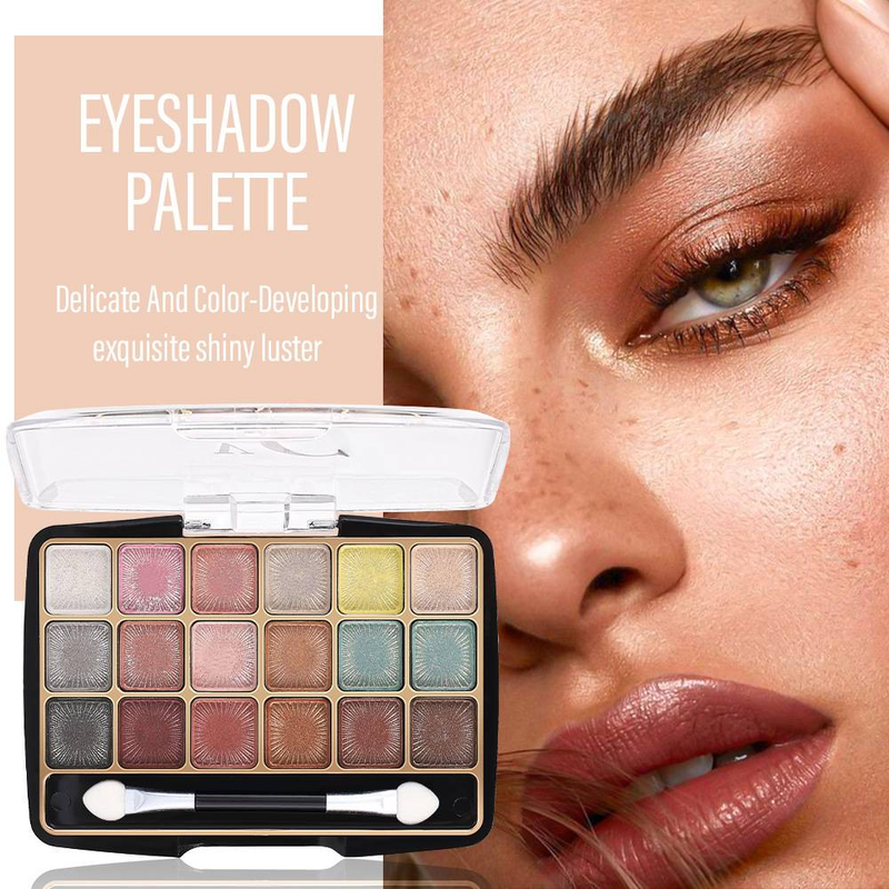18 colors High Pearl Fine Shimmer Eyeshadow tray Smoky eye shadow_voghion.com