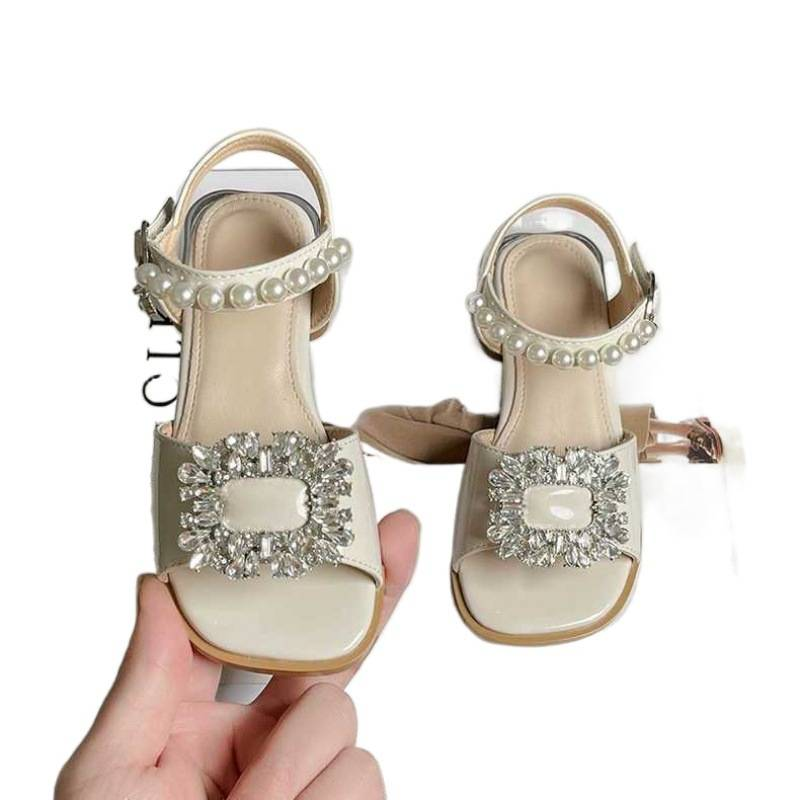 Dětské oblečení, letní nové dětské sandály pro dívky, dětské vysoké podpatky, kamínky s měkkou podrážkou, módní princeznovské botičky pro malé holčičky_voghion.com