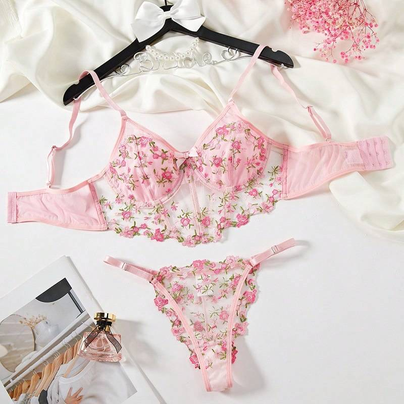 Women's clothing colored mesh sexy breathable adjustable thin strap thong with exposed breasts embroidery three button suspenders hot low waist_voghion.com