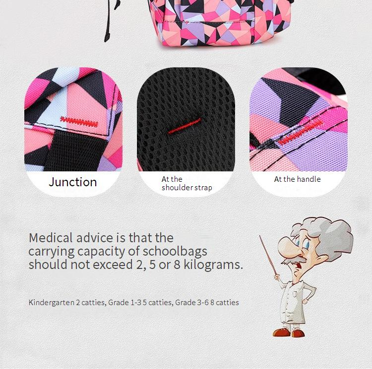Schooltas Driedelige kindertas basisschoolmeisje Nylon Camo Middelbare school en middelbare school Rugzak Lichtgewicht rugzak_voghion.com