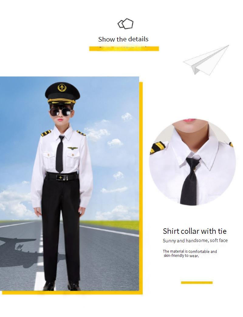 Mother & Kids Children's Captain Stewardess Uniform Primary School Student Vest Flight Attendant Pilot_voghion.com